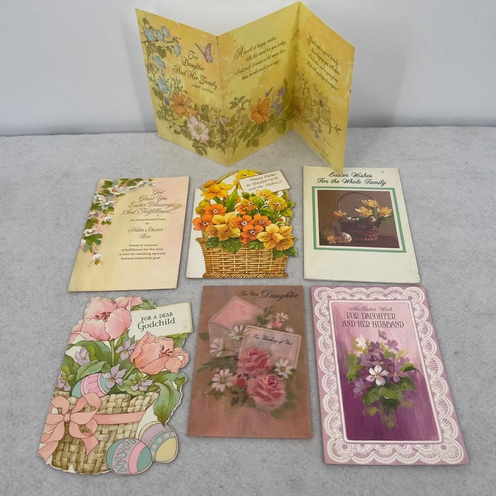 Vintage Easter Greeting Card Lot 27pc Die Cut Pop Up 1980s Ephemera Junk Journal